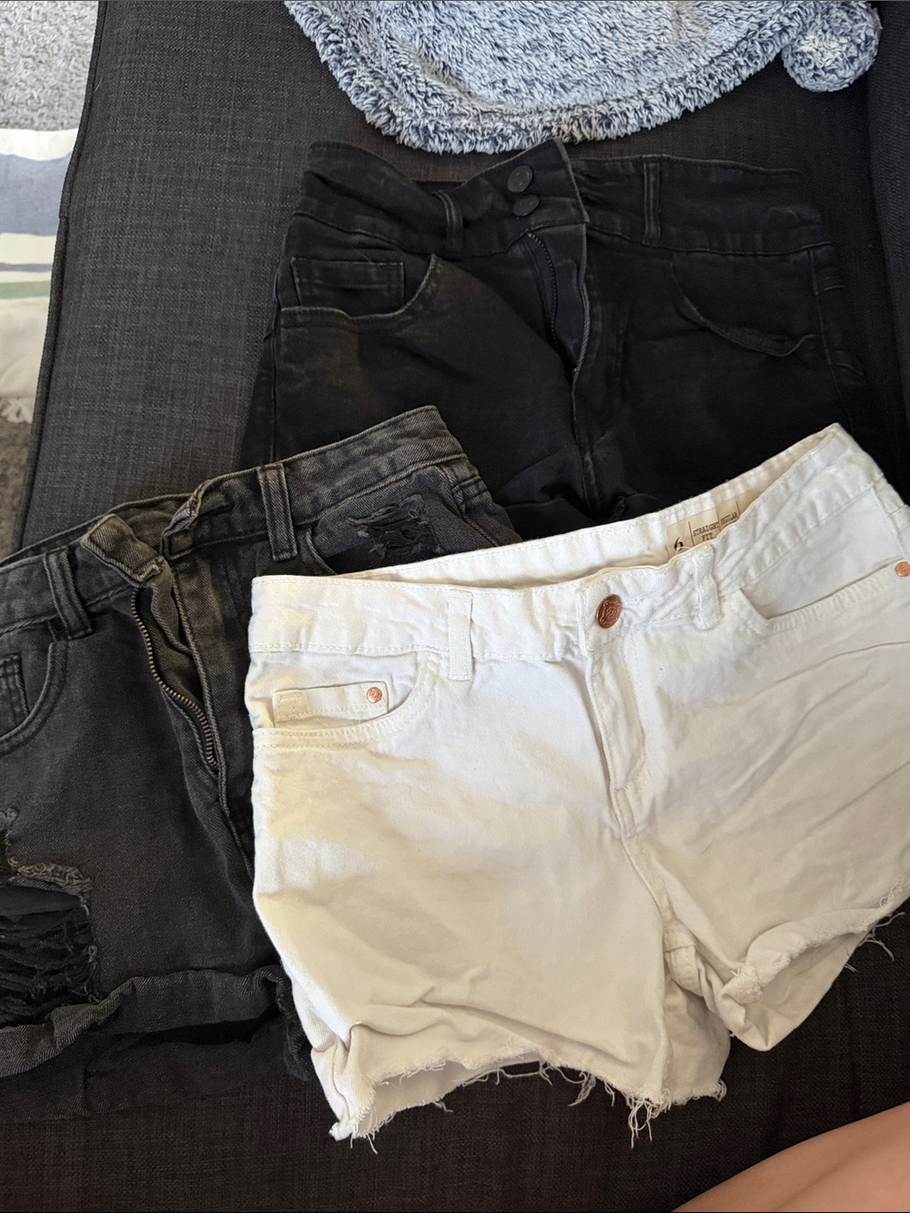Forever 21 White and Black Denim Jean Shorts Trio